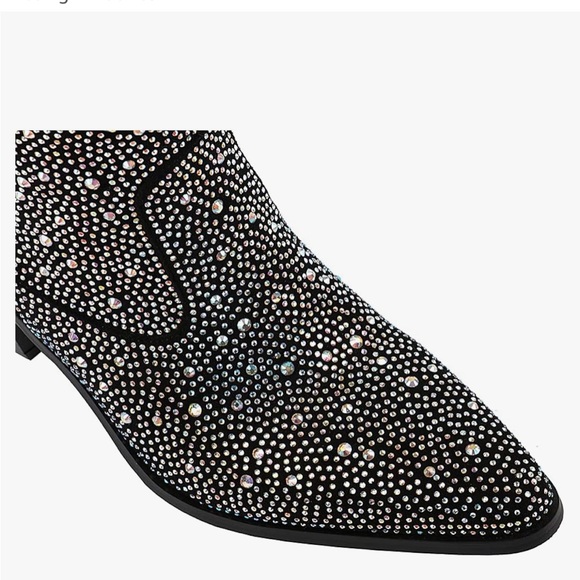 Black Rhinestone Contrast Color Western Ankle Booties. size 6 Game day NWOT - Picture 8 of 15